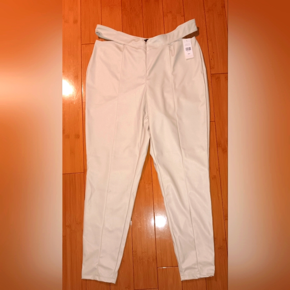 FTF Faux Leather Cutout Waist Skinny Pants, Size 1X